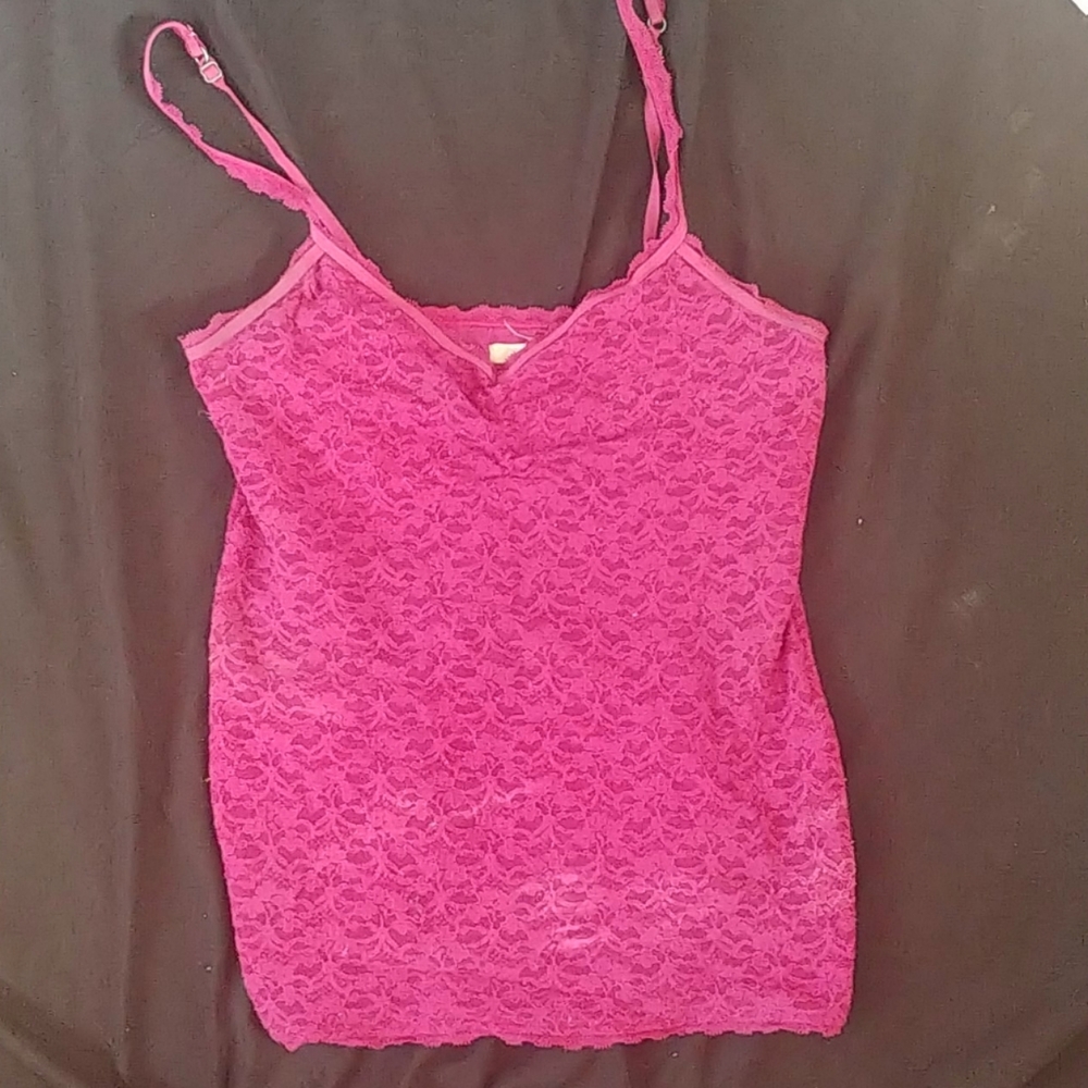 Pink lace tank top